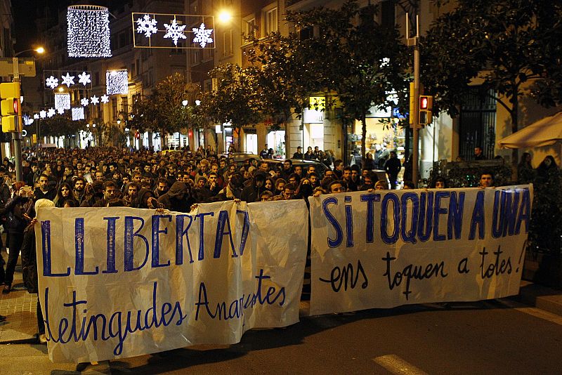 Tres personas detenidas en Madrid en una manifestación contra los arrestos de anarquistas