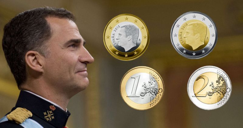 Entran en circulación las monedas de 1 y 2 euros con la imagen de Felipe VI