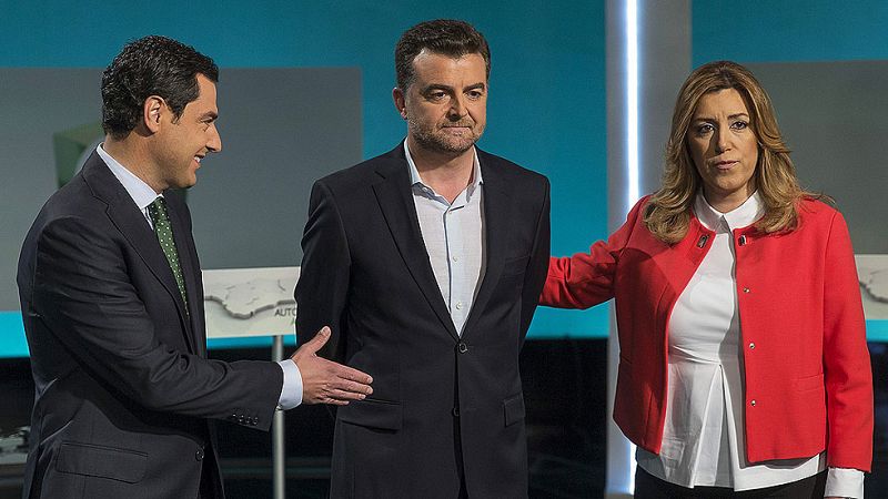 Puñaladitas, tiki taka y "mentiras" en un tenso debate a tres para las elecciones andaluzas
