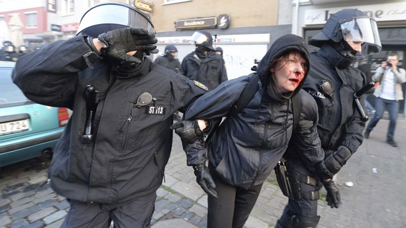 Violentos incidentes en las protestas convocadas por la nueva sede del BCE en Fráncfort