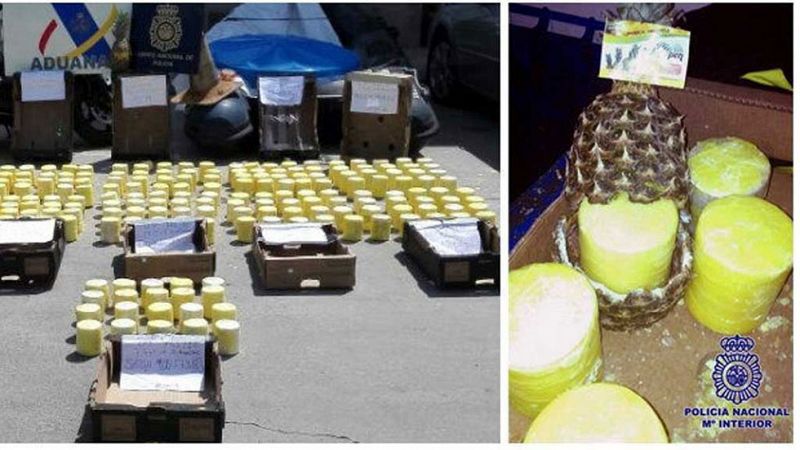 Intervenidos en Algeciras 200 kilos de cocaína ocultos en piñas procedentes de Centroamérica
