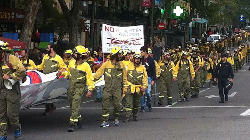 La 'marcha negra' de los empleados de las brigadas forestales de Tragsa llega a Madrid
