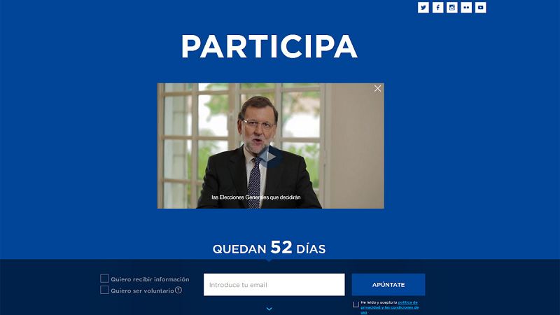 Rajoy estrena la web de campaña de PP "participaenserio" instando a los ciudadanos a votar el 20D