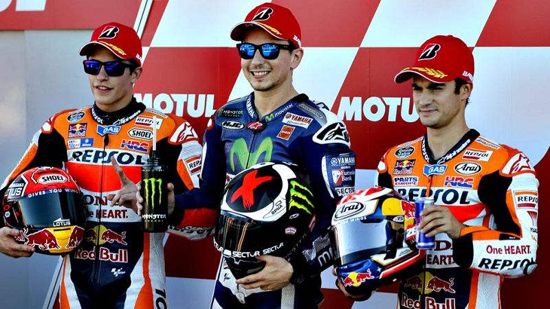 Jorge Lorenzo logra la 'pole' por delante de Márquez y Pedrosa