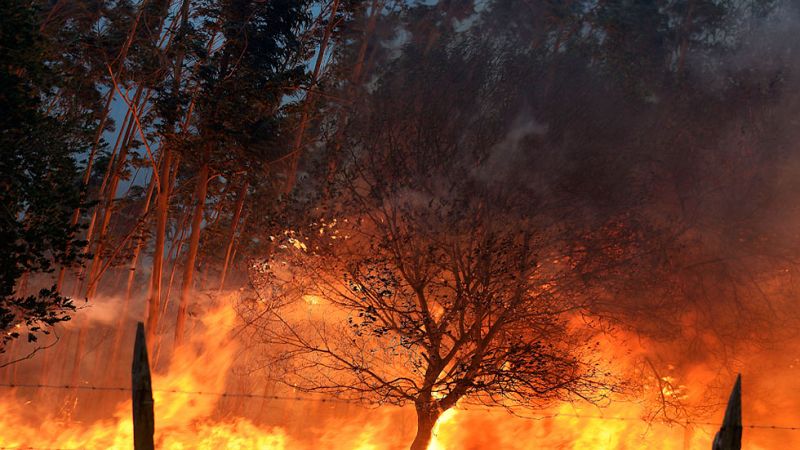 Más de un centenar de incendios permanecen activos en Cantabria y Asturias