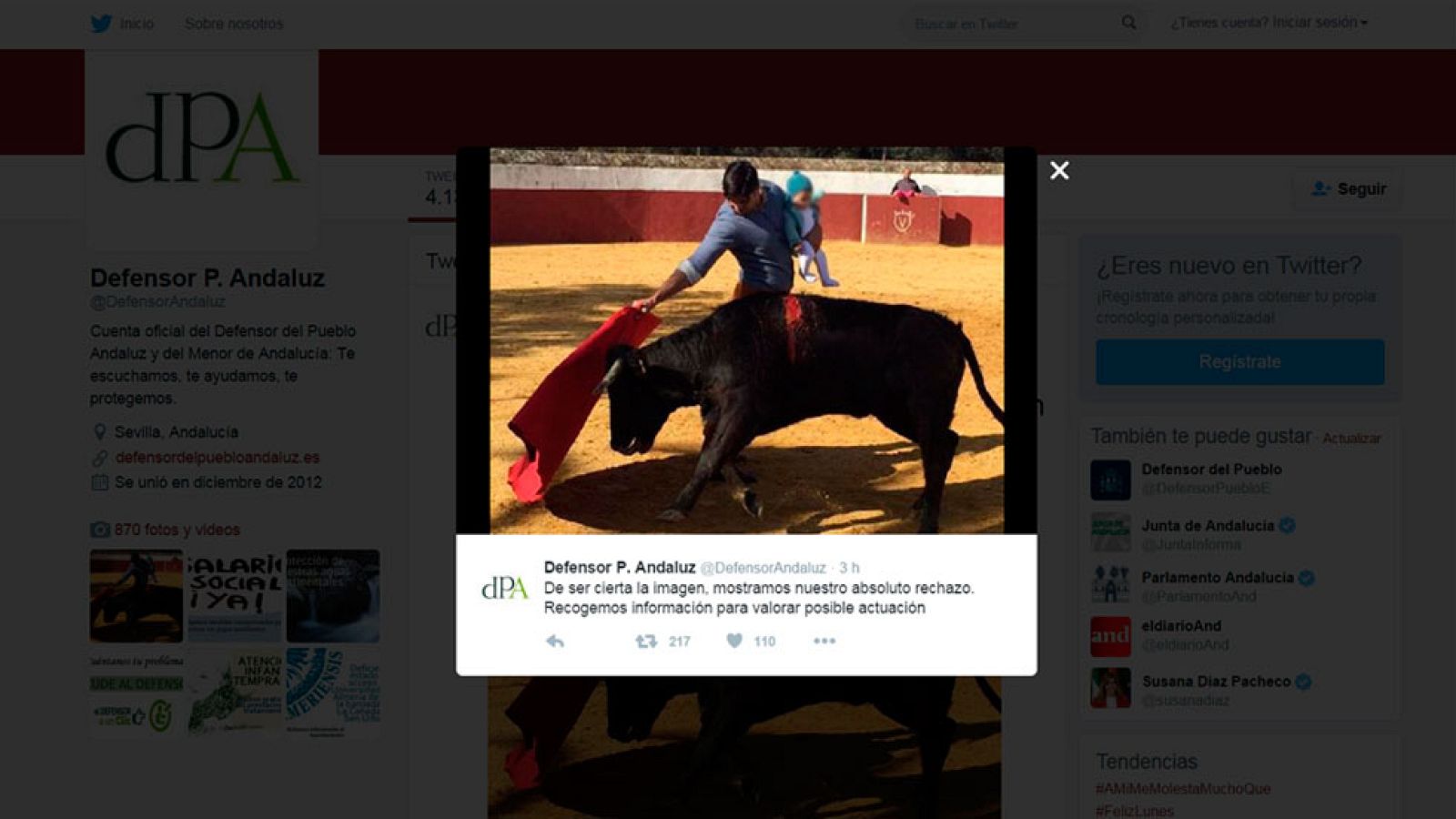 La Fiscalía abre un expediente por la foto de Fran Rivera toreando con su hija en brazos