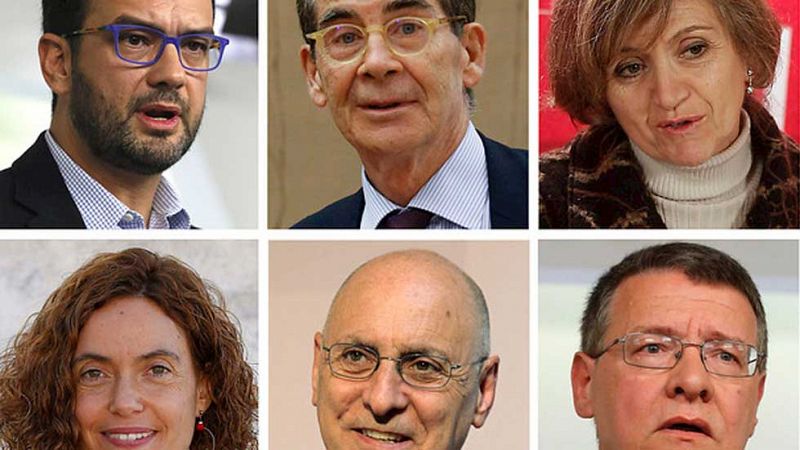 Los equipos negociadores de PSOE, Podemos y Ciudadanos para formar gobierno