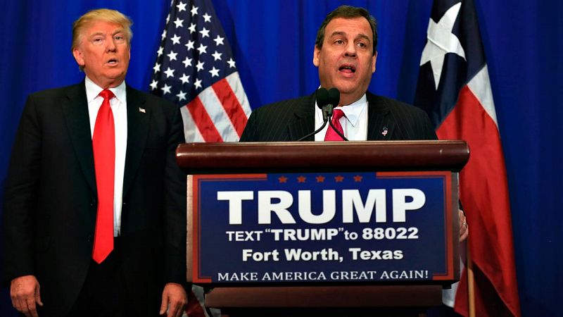 El gobernador de Nueva Jersey, Chris Christie, apoya a Donald Trump como candidato republicano