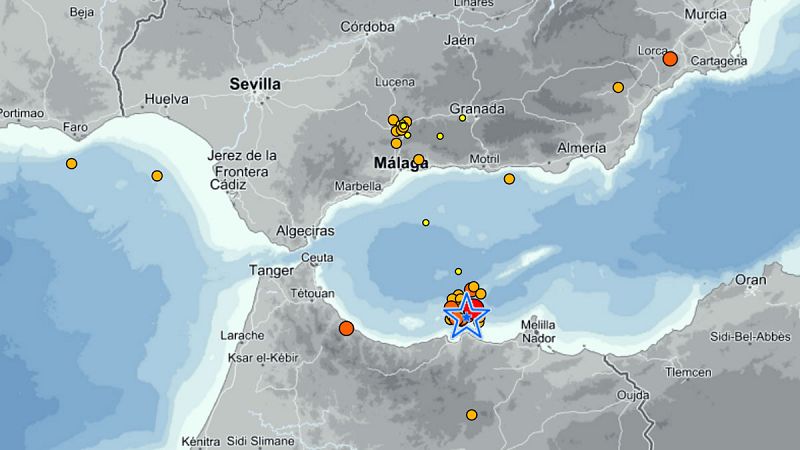 Un nuevo terremoto de magnitud 4,5 en el mar de Alborán se siente en Melilla y en Málaga