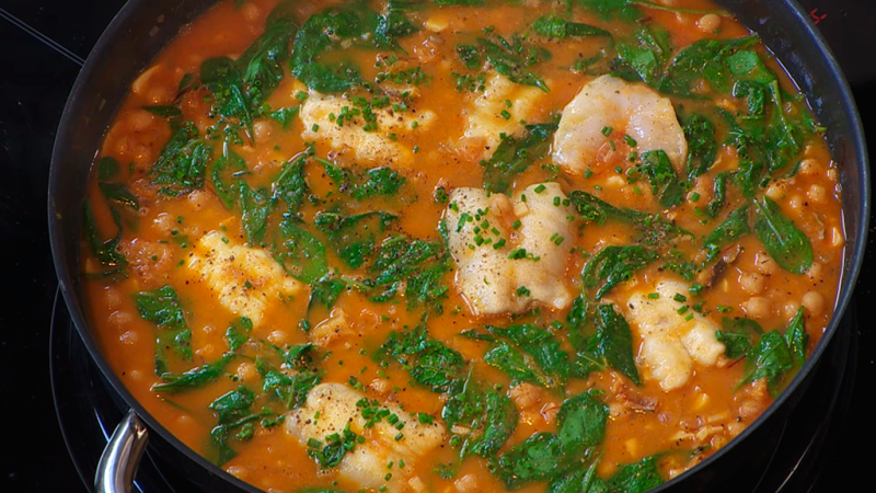 Receta de potaje de garbanzos con cocochas