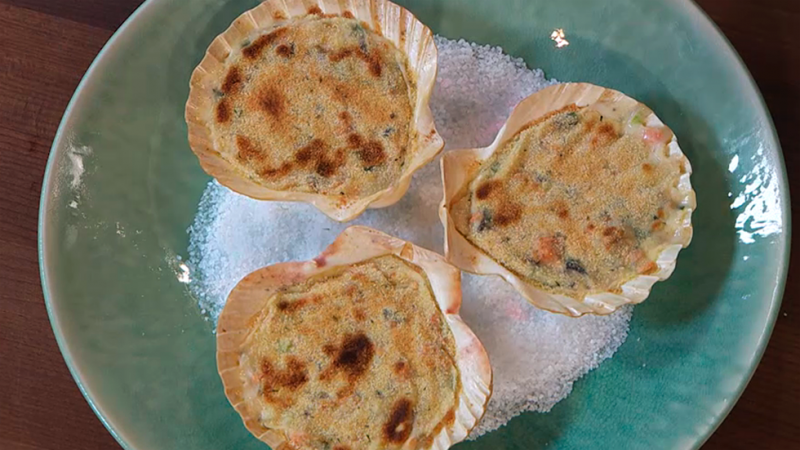 Receta de conchas de vieira gratinada