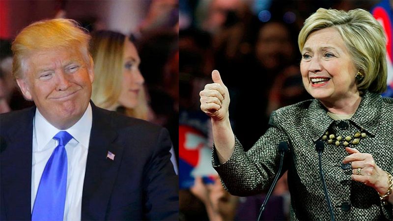 Donald Trump y Clinton arrasan en las primarias del noreste y acarician la nominación