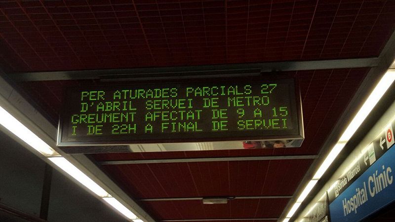 Una nueva jornada de huelga del metro provoca atascos en Barcelona