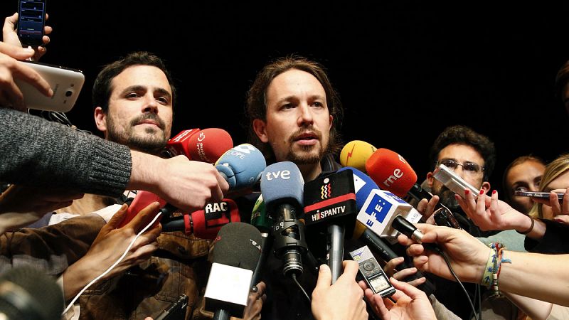 El acuerdo programático común de Podemos e IU recoge la celebración de un referéndum en Cataluña