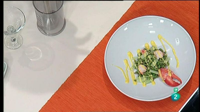 Receta de ensalada de legumbres frescas con bogavante