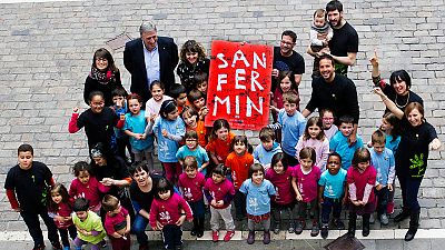 El cartel 'Sanmarrazkin', creado por 580 escolares, imagen de San Fermn 2016