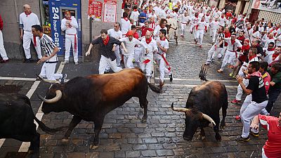 Primer encierro de San Ferm�n 2016 r�pido y limpio con una manada de Fuente Ymbro disgregada