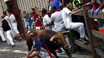 Segundo encierro de San Fermn 2016 muy peligroso con siete corneados por los toros de Cebada Gago