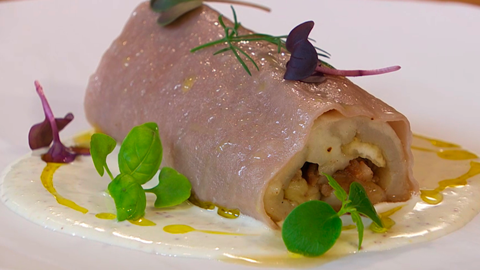 Canelones de berenjena y carne