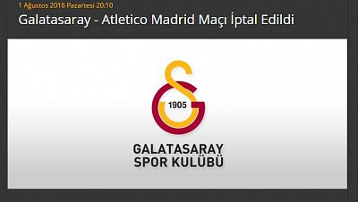 El Atltico suspende su amistoso contra el Galatasaray por motivos de seguridad