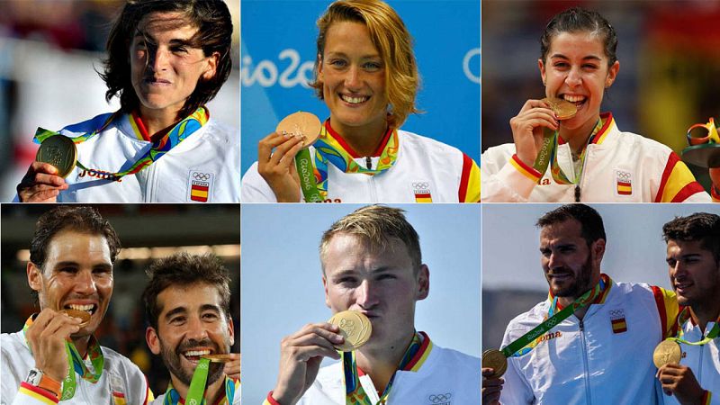 Los atletas espaoles baan en oro su participacin en Ro 2016