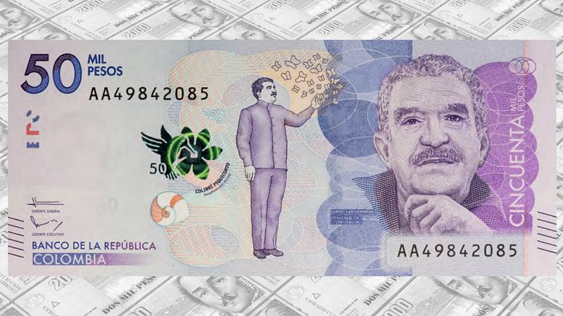 Ya circula en Colombia el nuevo billete de 50.000 pesos con la imagen de Gabriel García Márquez