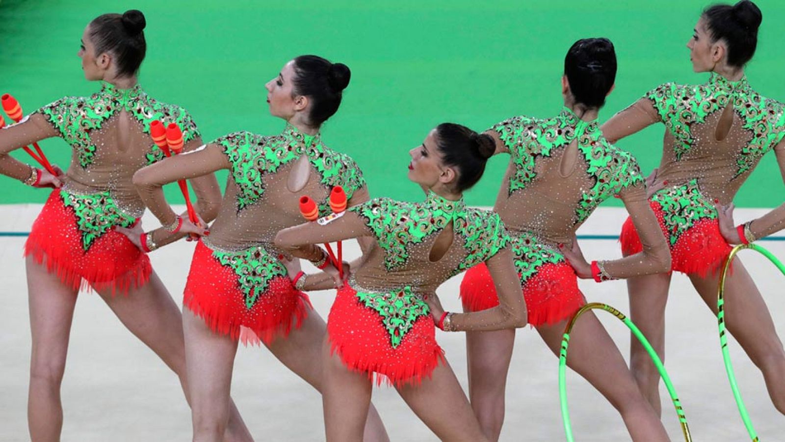 El equipo español de rítimica, primero tras la segunda rotación