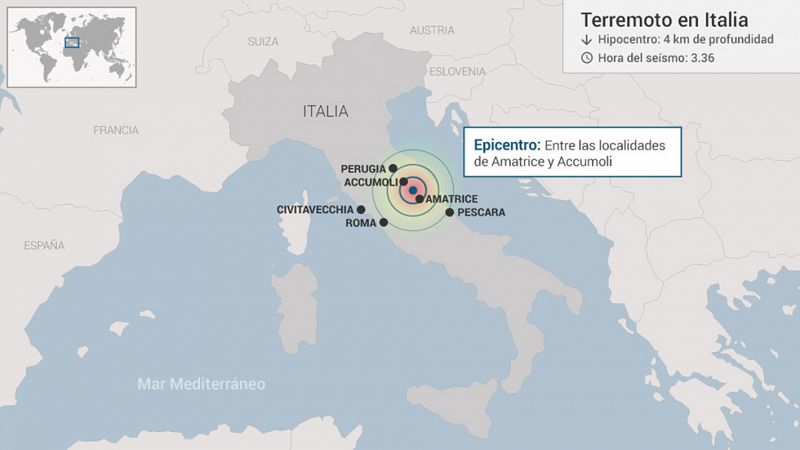 La península Itálica, una de las zonas sísmicas más activas de Europa
