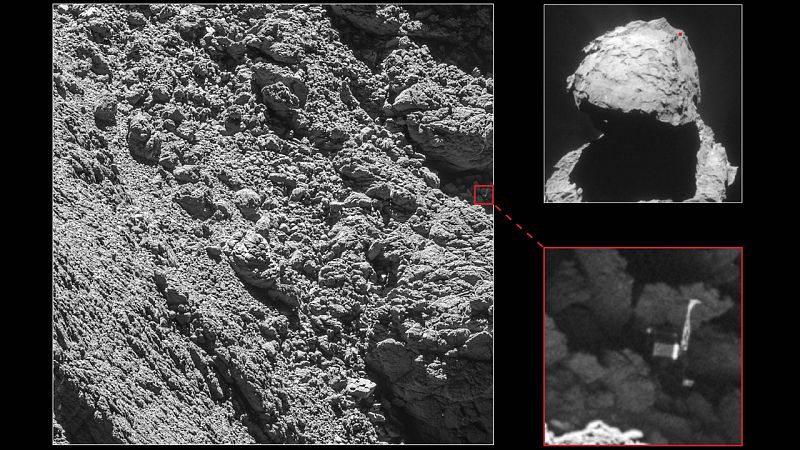 La sonda Rosetta localiza el módulo Philae en una grieta del cometa casi dos años después