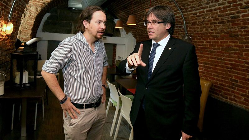 Iglesias traslada a Puigdemont su respaldo a Homs en Madrid y reafirma su apuesta por un referéndum