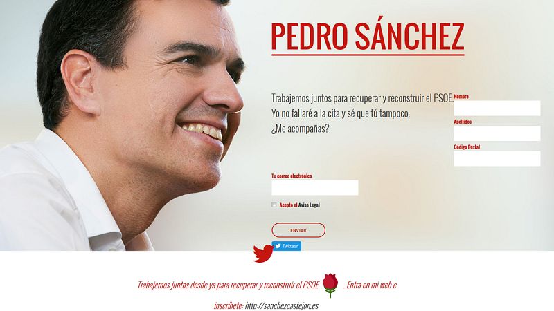 Pedro Sánchez lanza una campaña en su web para "recuperar y reconstruir" el PSOE