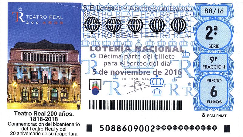 El Teatro Real celebra su bicentenario con la Lotería Nacional