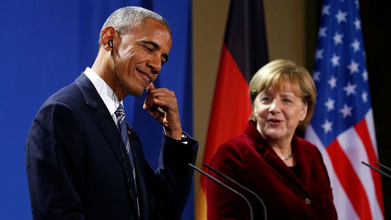 Obama se despide de Merkel con un llamamiento a sus socios a ser "firmes" ante Rusia
