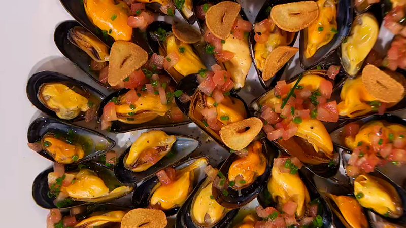 Receta de mejillones con pimienta y vinagreta