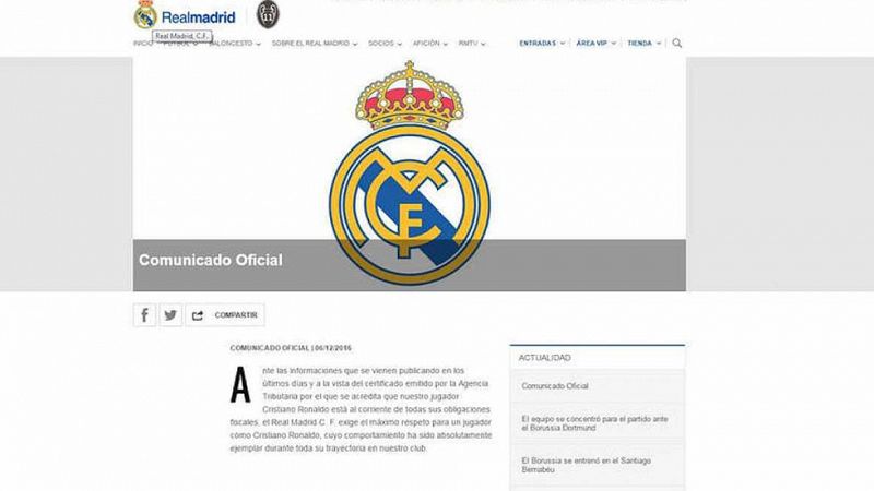 El Madrid defiende la "ejemplaridad" de Cristiano Ronaldo