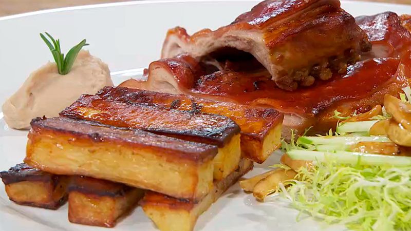 Receta de costillar de cochinillo con casta�as