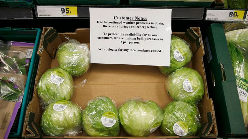 Supermercados británicos racionan las verduras por escasez de suministros desde España y otros países