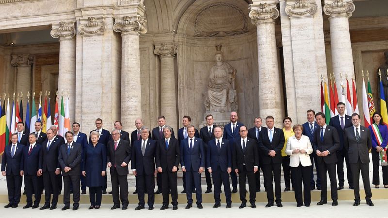 Los líderes de la UE reafirman su "unidad" 60 años después con la ausencia de Reino Unido