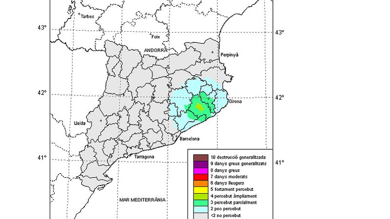 Un terremoto de 3,8 sacude la comarca gerundense de la Selva sin causar daños