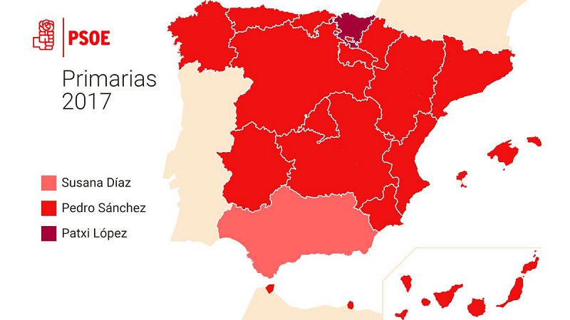 Snchez gana en todas las comunidades, salvo en Andaluca y Pas Vasco