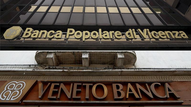 La UE ordena liquidar dos bancos italianos: Banca Popolare di Vicenza y Veneto Banca