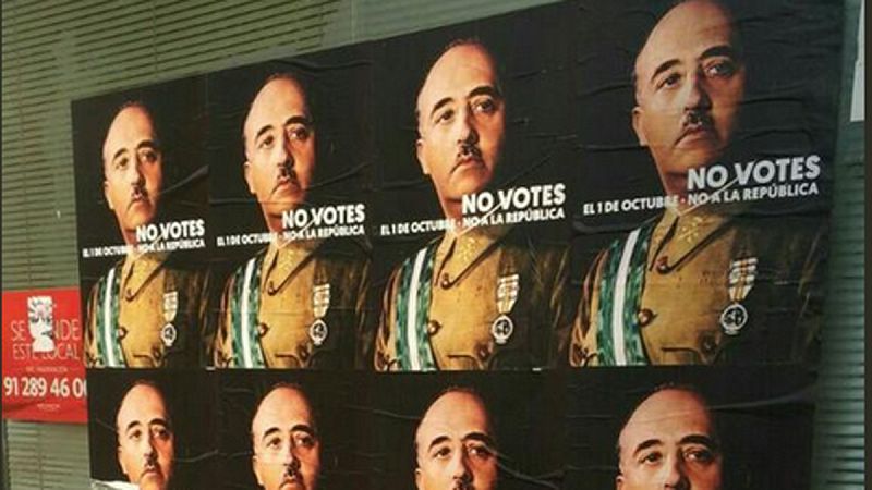 Una campaña independentista crea polémica por usar la imagen de Franco para pedir el 'sí' el 1-O