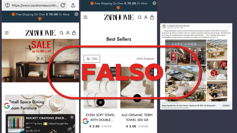 Esta web que anuncia grandes descuentos en Zara Home es falsa