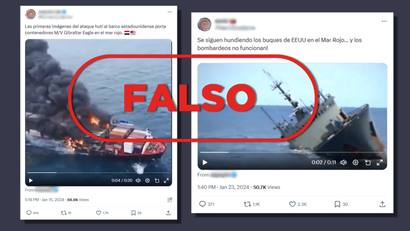 Estos vídeos no muestran ataques hutíes en el mar Rojo