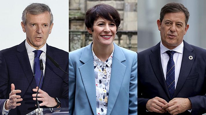 Candidatos elecciones Galicia 2024: Alfonso Rueda (PP), Ana Pont�n (BNG) y Jos� Ram�n G�mez Besteiro (PSdeG)