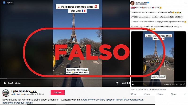 Protestas en Francia: este vídeo de tractores en París es falso