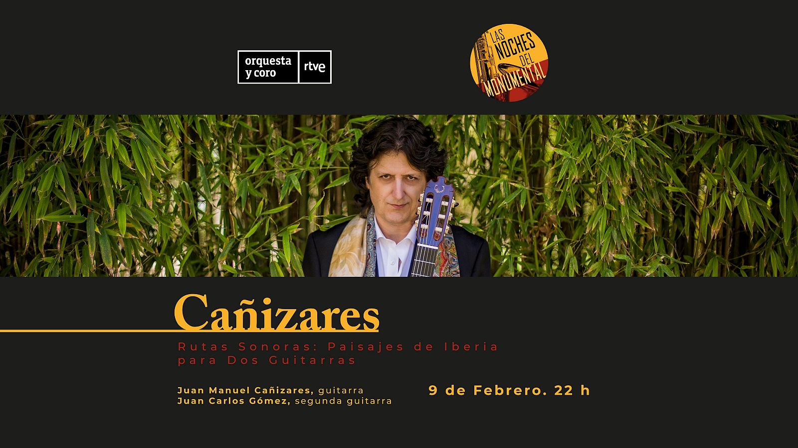 Caizares presenta Paisajes de Iberia para dos guitarras, este viernes en Las noches del Monumental