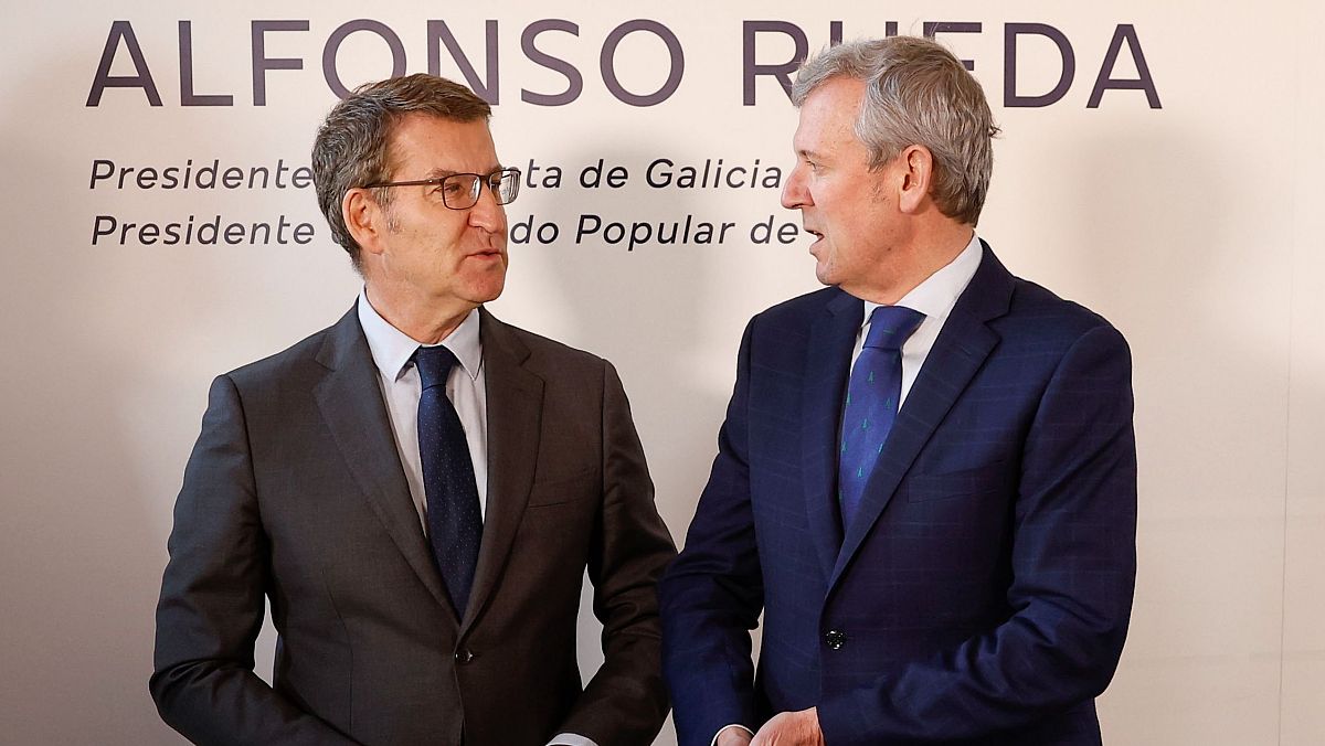 El presidente del PP, Alberto Nez Feijo, y el candidato en Galicia, Alfonso Rueda