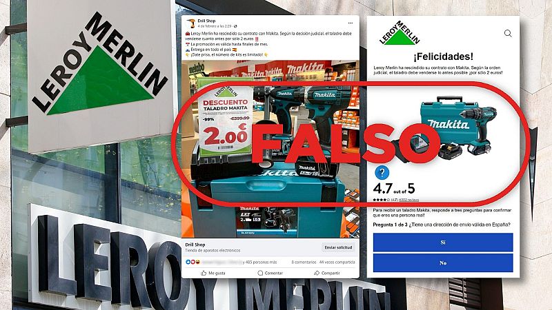 Leroy Merlín no vende taladros por 2 euros, es un fraude