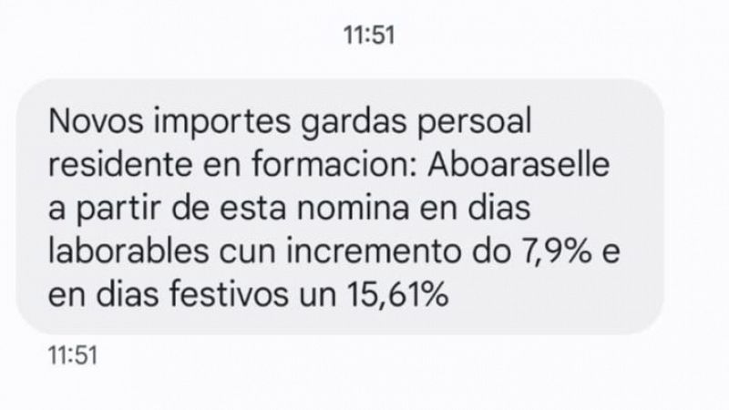 El Servicio gallego de Salud informa por SMS a los trabajadores de una subida salarial dos das antes del 18F